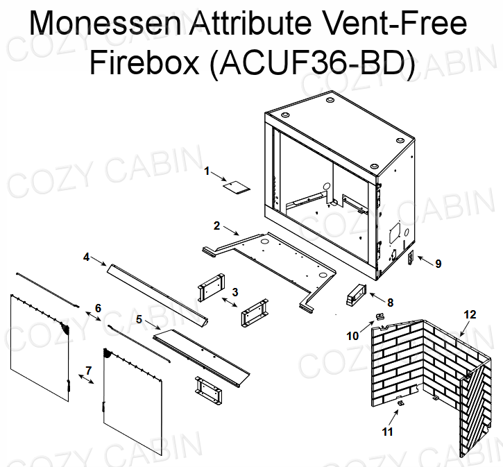 Monessen 36" Attribute Vent-Free Firebox with Brown Interior (ACUF36-BD) #ACUF36-BD